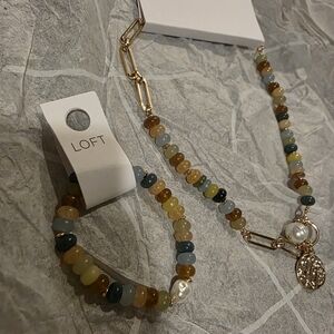 LOFT Gold and Multicolor Beaded Bracelet and Necklace